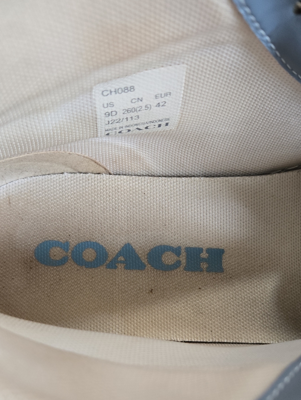 Coach Clip High Chambray Denim Blue High Top Signature-Pattern Sneakers - Picture 2 of 9